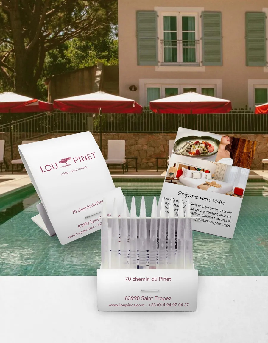 Lou Pinet Saint-Tropez — objet publicitaire Promopix pour hôtel de luxe